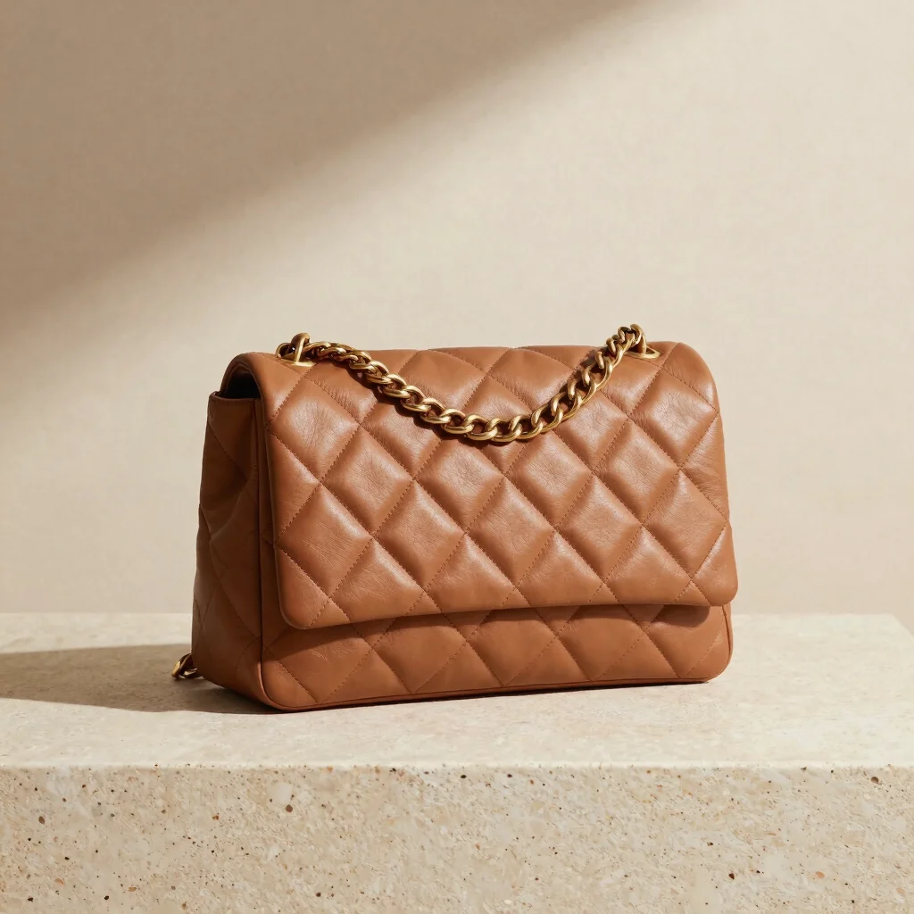 Caramel Quilted Shoulder Bag